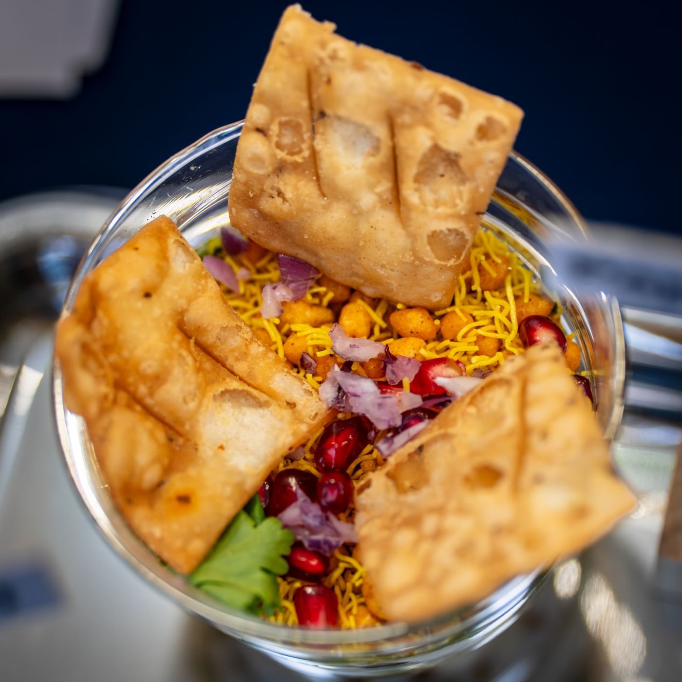 Indian street food chaat served in a bowl