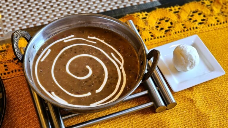 Creamy dal makhani with a swirl of cream