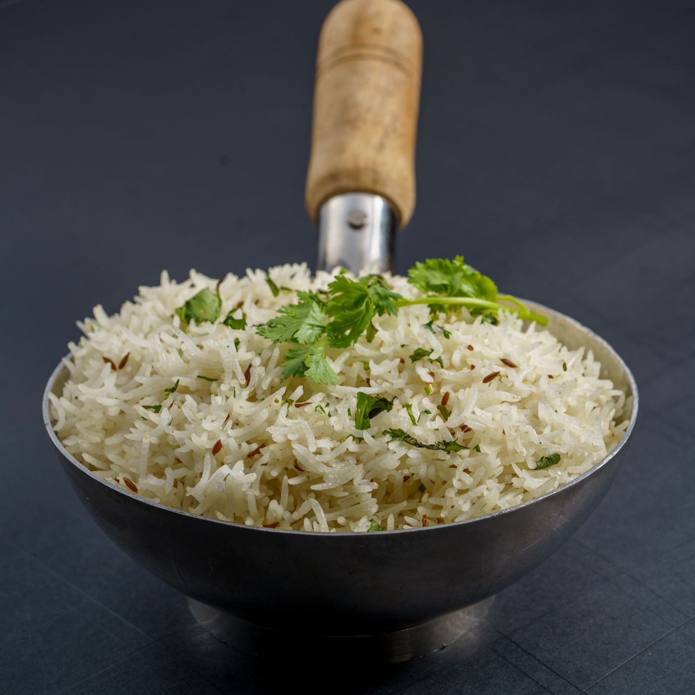 Flavorful jeera rice, close-up