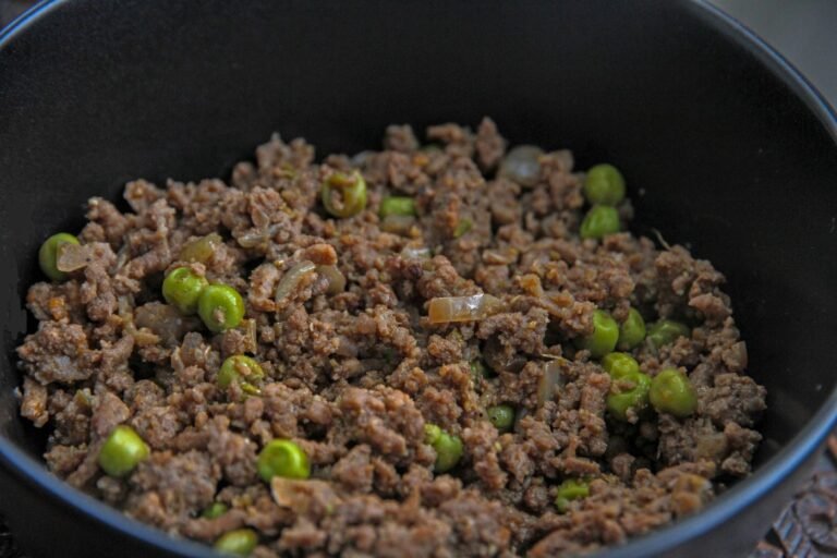 Savory minced meat dish, close-up